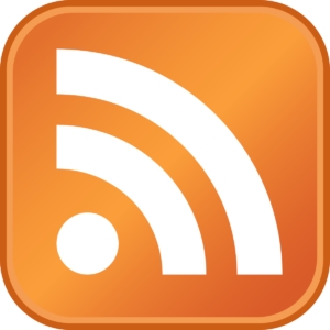 an orange square with the RSS logo in it